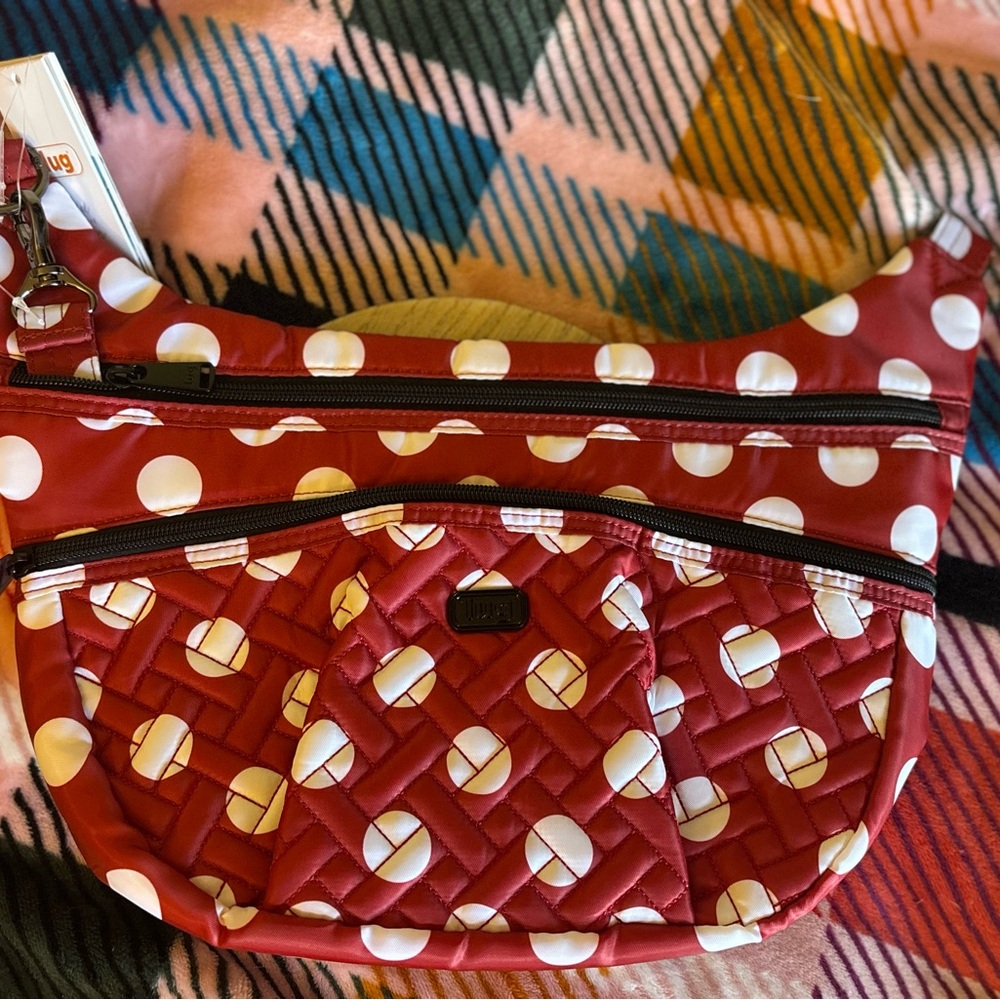 Lug Hippy in Crimson Large Dot! Red Polka Dot Women's Crossbody Bag